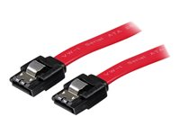 StarTech.com 45 cm SATA-kabel med lås - SATA-kabel - Serial ATA 150/300/600 - SATA (R) till SATA (R) - 46 cm - sprintlåsning - röd - för P/N: 10P6G-PCIE-SATA-CARD, 2P6G-PCIE-SATA-CARD, 4P6G-PCIE-SATA-CARD, 6P6G-PCIE-SATA-CARD LSATA18