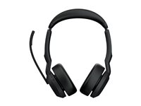 Jabra Evolve2 55 MS Stereo - Headset - på örat - Bluetooth - trådlös - aktiv brusradering - USB-C - svart - med laddningsställ - Optimerat för Microsoft Teams 25599-999-889