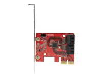 StarTech.com SATA PCIe-kort - PCIe SATA-expansionskort med 4 portar - 6 Gbps - Lågprofilfäste - Staplade SATA-kontakter - ASM1164 Non-Raid - PCI Express till SATA-omvandlare - Kontrollerkort - SATA 6Gb/s - låg profil - PCIe 3.0 x2 - röd 4P6G-PCIE-SATA-CARD