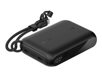 Belkin BoostCharge - Power bank - med display - 10000 mAh - 20 Watt - PD, Fast Charge - 2 utdatakontakter (USB-C) - på kabel: USB-C - svart BPB027HQBK