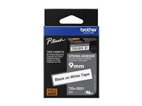 Brother TZe-S221 - Extrastark häftning - svart på vitt - Rulle (0,9 cm x 8 m) 1 kassett(er) bandlaminat - för Brother PT-D210, D600, H110; P-Touch PT-1005, D450, H110, P900; P-Touch Cube Plus PT-P710 TZES221