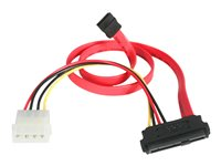 StarTech.com 18in SAS 29 Pin to SATA Cable with LP4 Power - 18in SAS 29 pin to SATA Cable - 18in SFF 8482 to SATA (SAS729PW18) - SATA/SAS-kabel - 4 pin intern effekt, 29-stifts intern SAS (SFF-8482) till SATA (R) - 46 cm - röd - för P/N: DRW150SASBK SAS729PW18