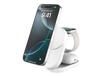 Belkin UltraCharge - Trådlöst laddställ - 3-i-1, magnetisk, vikbar, med Qi2 + växelströmsadapter - 25 Watt - Fast Charge - vit WIZ037KQWH
