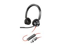 HP Poly Blackwire 3320 - Blackwire 3300 series - headset - på örat - kabelansluten - USB-C - svart - UC-certifierad 8X219AA