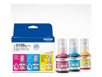 Brother BTD100CL Value Pack - 3-pack - hög kapacitet - gul, cyan, magenta - original - hängande låda - påfyllnadsbläck - för Brother DCP-T530DW, DCP-T730DW, MFC-T930DW BTD100CLVAL