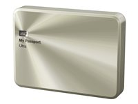 WD My Passport Ultra WDBEZW0020BCG - Anniversary Edition - hårddisk - krypterat - 2 TB - extern (portabel) - USB 3.0 - guld WDBEZW0020BCG-EESN