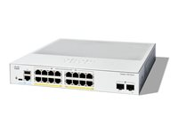 Cisco Catalyst 1300-16FP-2G - Switch - L3 - Administrerad - 16 x 10/100/1000 (PoE+) + 2 x Gigabit Ethernet SFP - rackmonterbar - PoE+ (240 W) C1300-16FP-2G