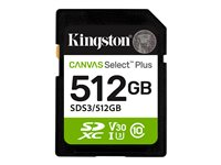 Kingston Canvas Select Plus - Flash-minneskort - 512 GB - Video Class V30 / UHS-I U3 / Class10 - SDXC UHS-I SDS3/512GB