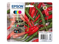 Epson 503XL Multipack - 4-pack - XL - svart, gul, cyan, magenta - original - blister med RF-larm/akustiskt larm - bläckpatron - för Expression Home XP-5200, XP-5205; WorkForce WF-2960DWF, WF-2965DWF C13T09R94020