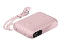 Belkin BoostCharge - Power bank - med display - 10000 mAh - 20 Watt - PD - 2 utdatakontakter (USB-C) - på kabel: USB-C - rosa BPB027HQPK
