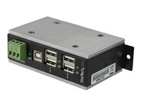 StarTech.com USB 2.0-hubb med 4 portar - Industriell USB-A-hubb i metall med ESD- och 350 W överspänningsskydd - Utökad driftstemperatur -40 till 85 &degC - monterbar på DIN-skena/vägg/skrivbord - USB-expansionshubb - Hubb - 4 x USB 2.0 - DIN-skenmonterbar - Likström - TAA-kompatibel - för P/N: ITB20D3250 HB20A4AME
