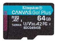 Kingston Canvas Go! Plus - Flash-minneskort - 64 GB - A2 / Video Class V30 / UHS-I U3 / Class10 - mikroSDXC UHS-I SDCG4/64GBSP