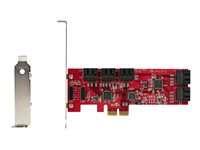 StarTech.com SATA PCIe-kort - PCIe SATA-expansionskort med 10 portar - 6 Gbps - Lågprofilfäste - 10 Mini-SAS till SATA-kablar - ASM1062 Non-Raid - PCI Express till SATA-omvandlare - Kontrollerkort - SATA 6Gb/s - låg profil - PCIe 2.0 x2 10P6G-PCIE-SATA-CARD