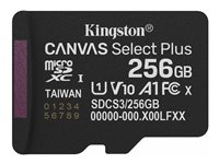 Kingston Canvas Select Plus - Flash-minneskort - 256 GB - A1 / Video Class V10 / UHS-I U1 / Class10 - mikroSDXC UHS-I SDCS3/256GBSP