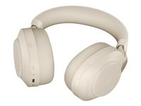 Jabra Evolve2 85 UC Stereo - Headset - fullstorlek - Bluetooth - trådlös, kabelansluten - aktiv brusradering - 3,5 mm kontakt - ljudisolerande - beige 28599-989-898
