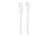 Belkin BoostCharge Pro - USB-kabel - 24 pin USB-C (hane) till 24 pin USB-C (hane) - 1 m - USB-strömförsörjning (240W), flätad kabel - vit CAB025HQ1MWH