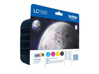 Brother LC1000 Value Pack - 4-pack - svart, gul, cyan, magenta - original - blister - bläckpatron - för Brother DCP-130, 330, 350, 353, 540, 560, 750, 770, MFC-5460, 5860 LC1000VALBP