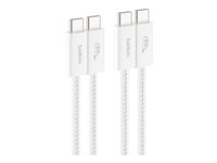 Belkin BoostCharge - USB-kabel - 24 pin USB-C (hane) till 24 pin USB-C (hane) - 1.5 m - Snabbladdning upp till 60 W - vit (paket om 2) BBD008HQ05WH2PK