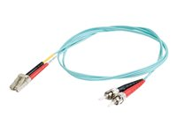 C2G LC-ST 10Gb 50/125 OM3 Duplex Multimode PVC Fiber Optic Cable (LSZH) - Nätverkskabel - ST-läge (multi-mode) (hane) till LC multiläge (hane) - 20 m - 20 m - fiberoptisk - duplex - 50/125 mikron - OM3 - halogenfri - havsblå 85547