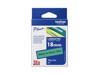 Brother TZe-741 - Standardlim - svart på grön - Rulle (1,8 cm x 8 m) 1 kassett(er) bandlaminat - för Brother PT-D600; P-Touch PT-18, 3600, 750, D450, D800, E500, E550, H101, H500, P750, P900 TZE741